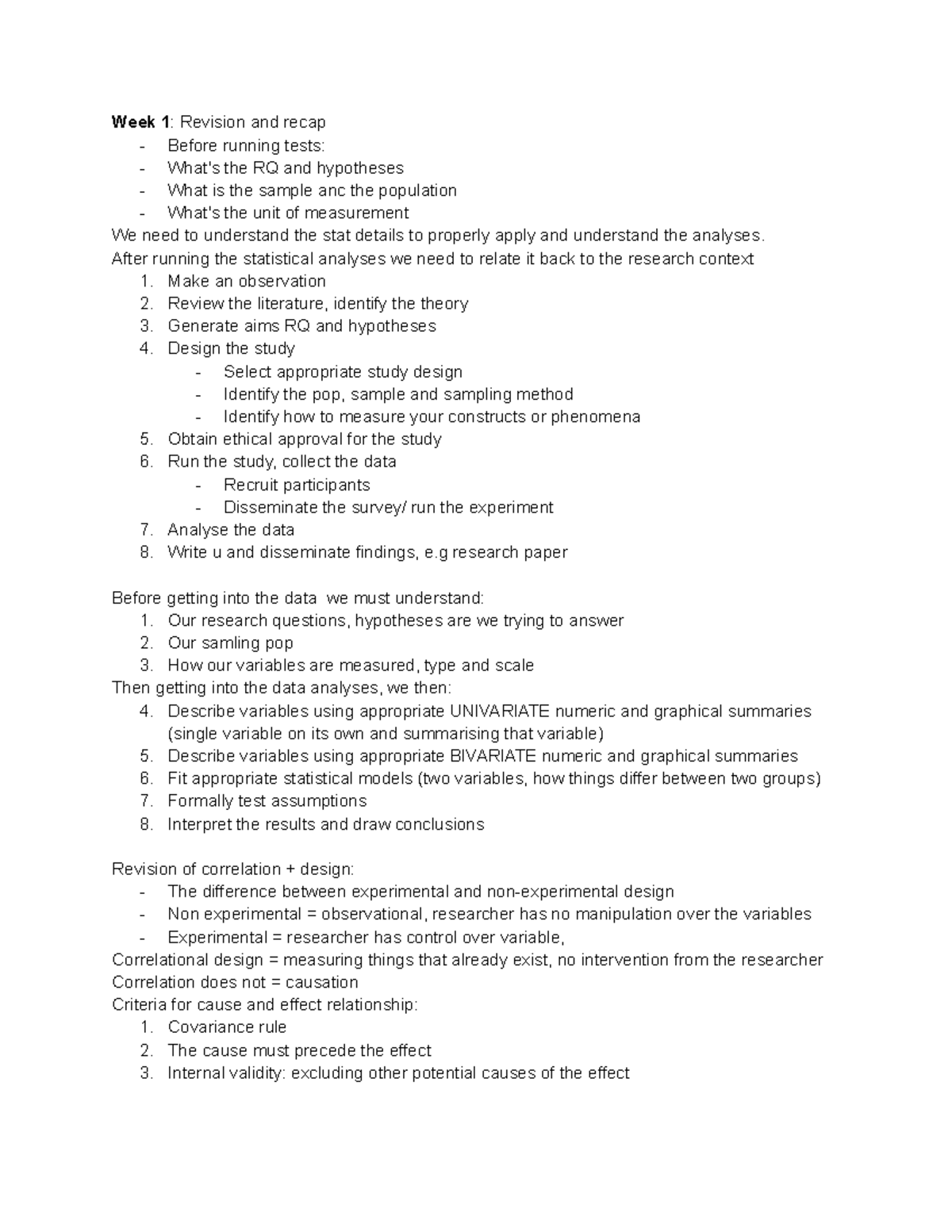 Design and Statistics II (PSYU 2248) lecture and tutorial notes - Week ...