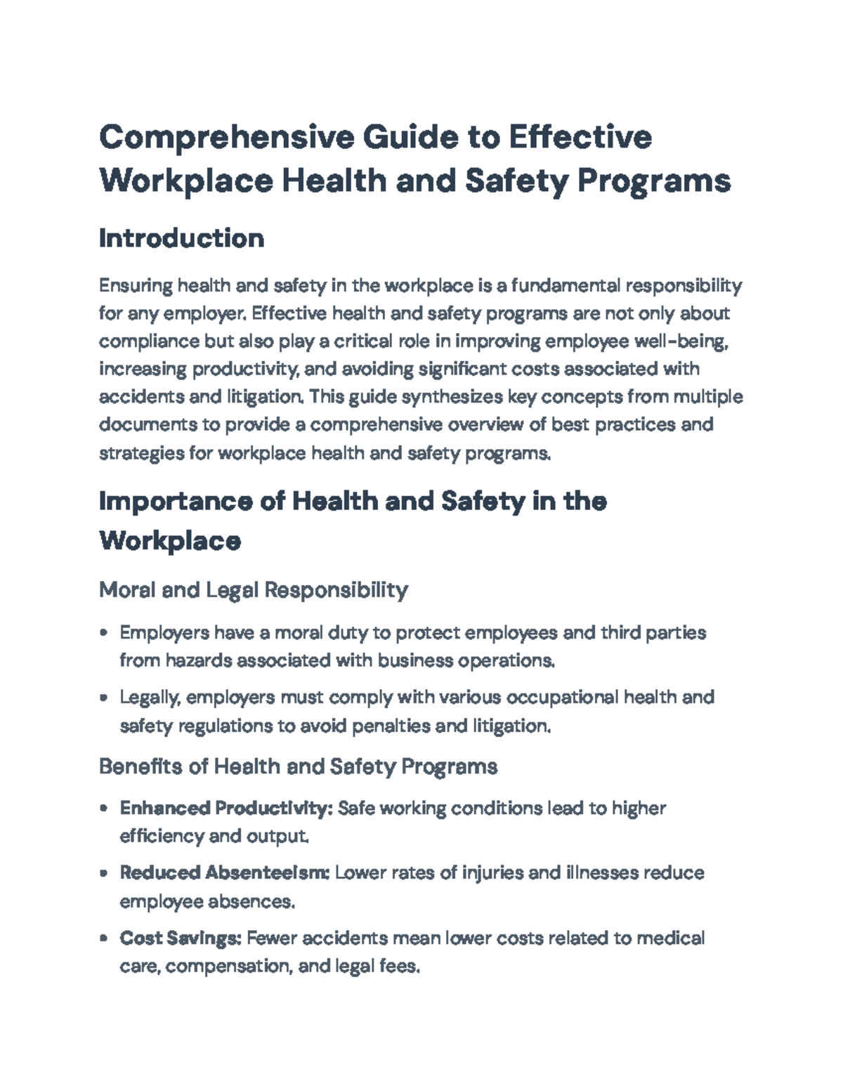 Comprehensive Guide to Effective Workplace Health and Safety Programs ...