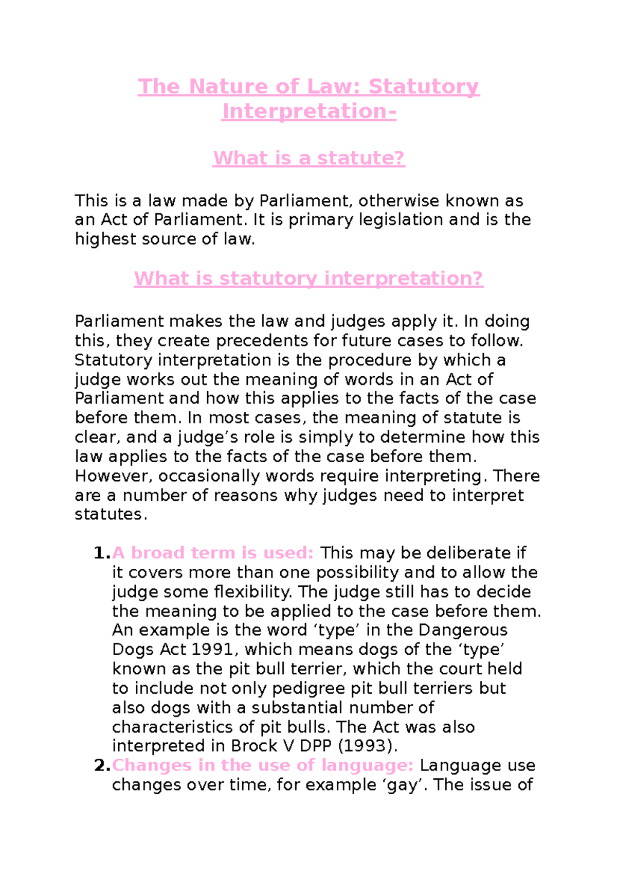 Statutory Interpretation: Understanding the Nature of Law in ...
