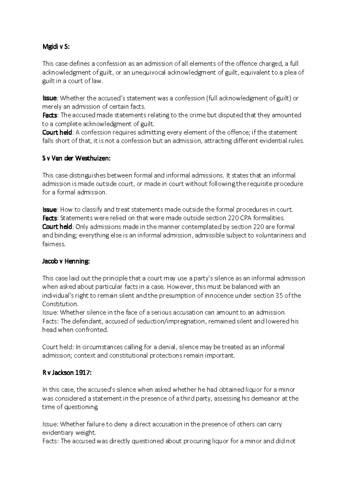 Second Semester Cases Overview: Key Legal Principles and Rulings - Studocu
