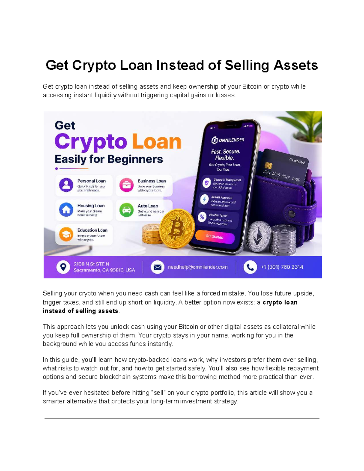 Crypto Loans: A Smart Alternative to Selling Assets - Studocu