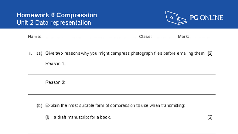 Homework 6: Compression Techniques in Data Representation - Studocu