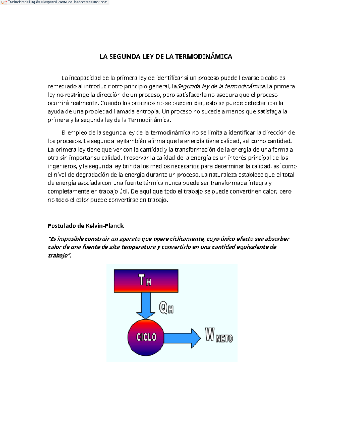 Formula De La Segunda Ley De La Termodinámica