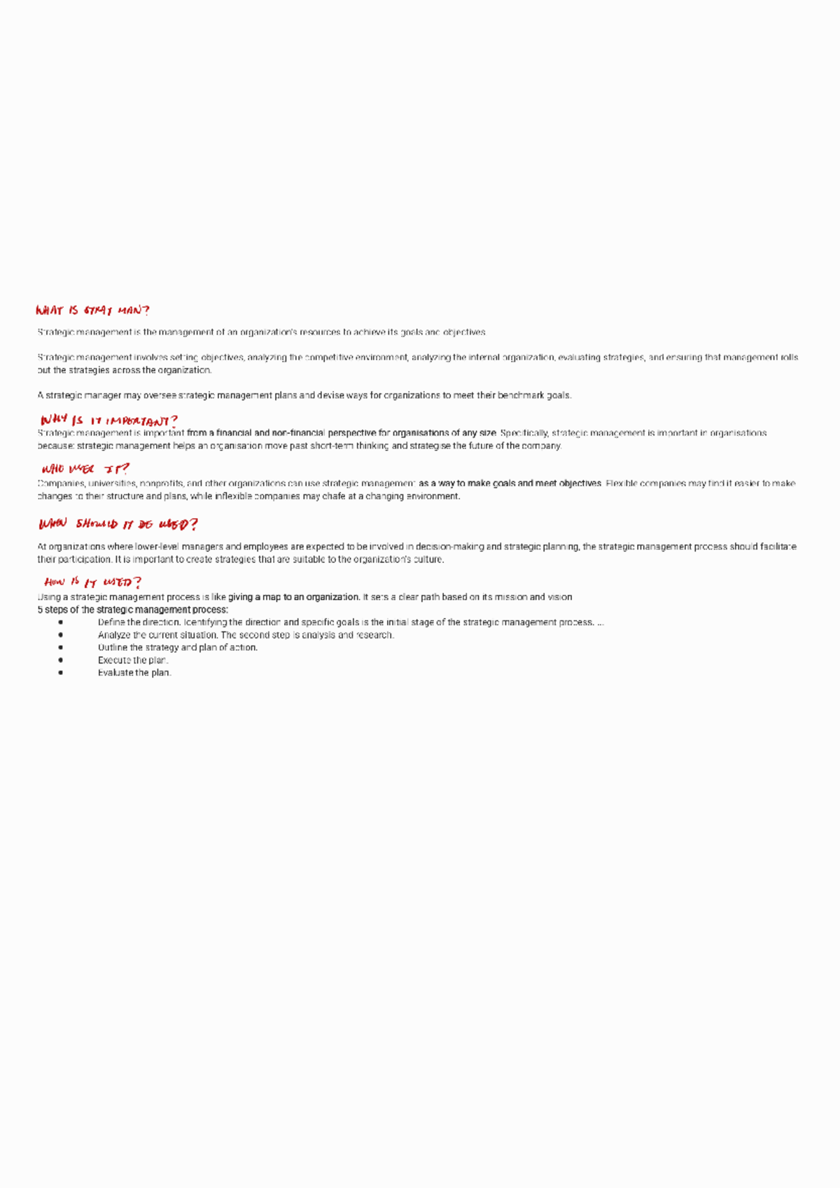 Strategic Management Overview - Key Concepts & Importance - Studocu