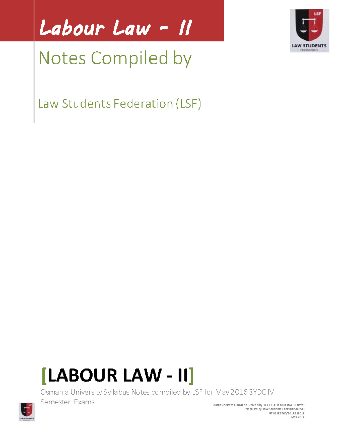 Labour Law II Exam Notes - LLB 3YDC - Osmania University - Studocu