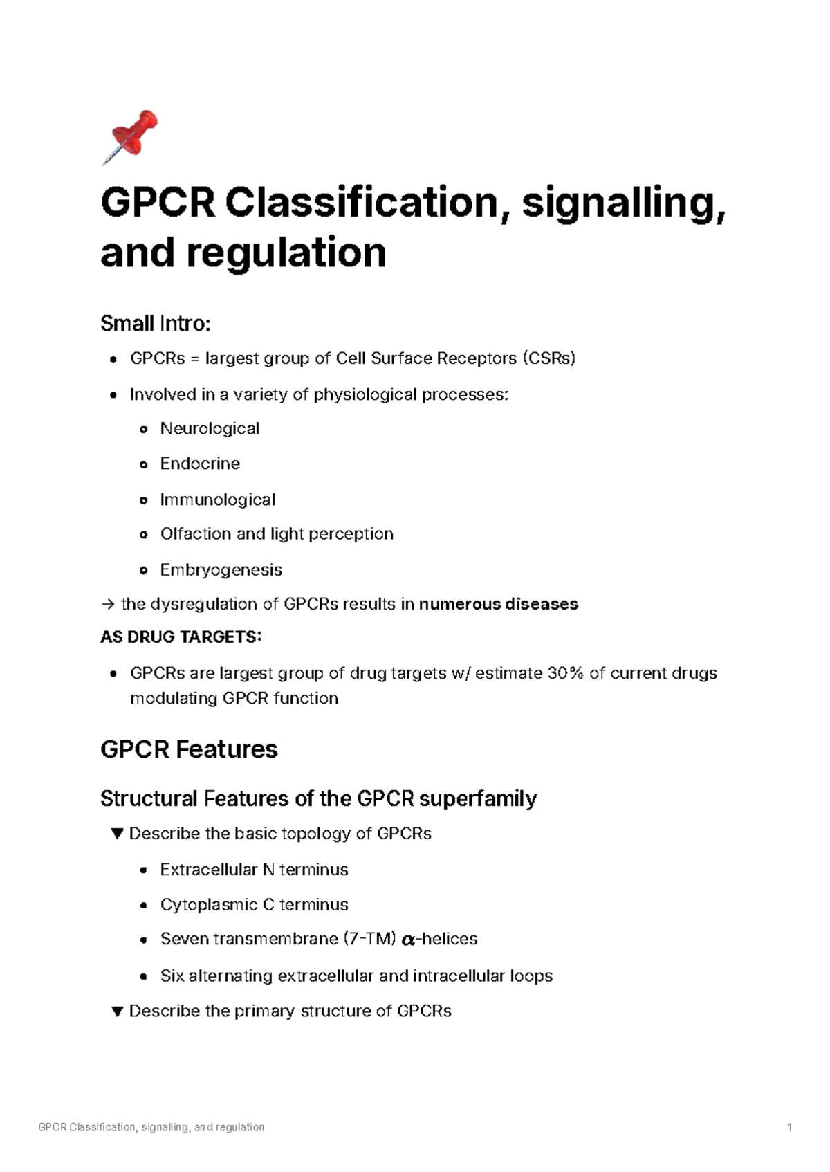 GPCR Classification, Signalling, and Regulation: An Overview (Course ...
