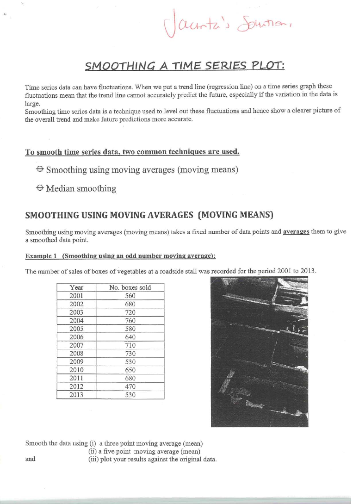 Mean Smoothing Techniques for Time Series Data Analysis (Course Code ...