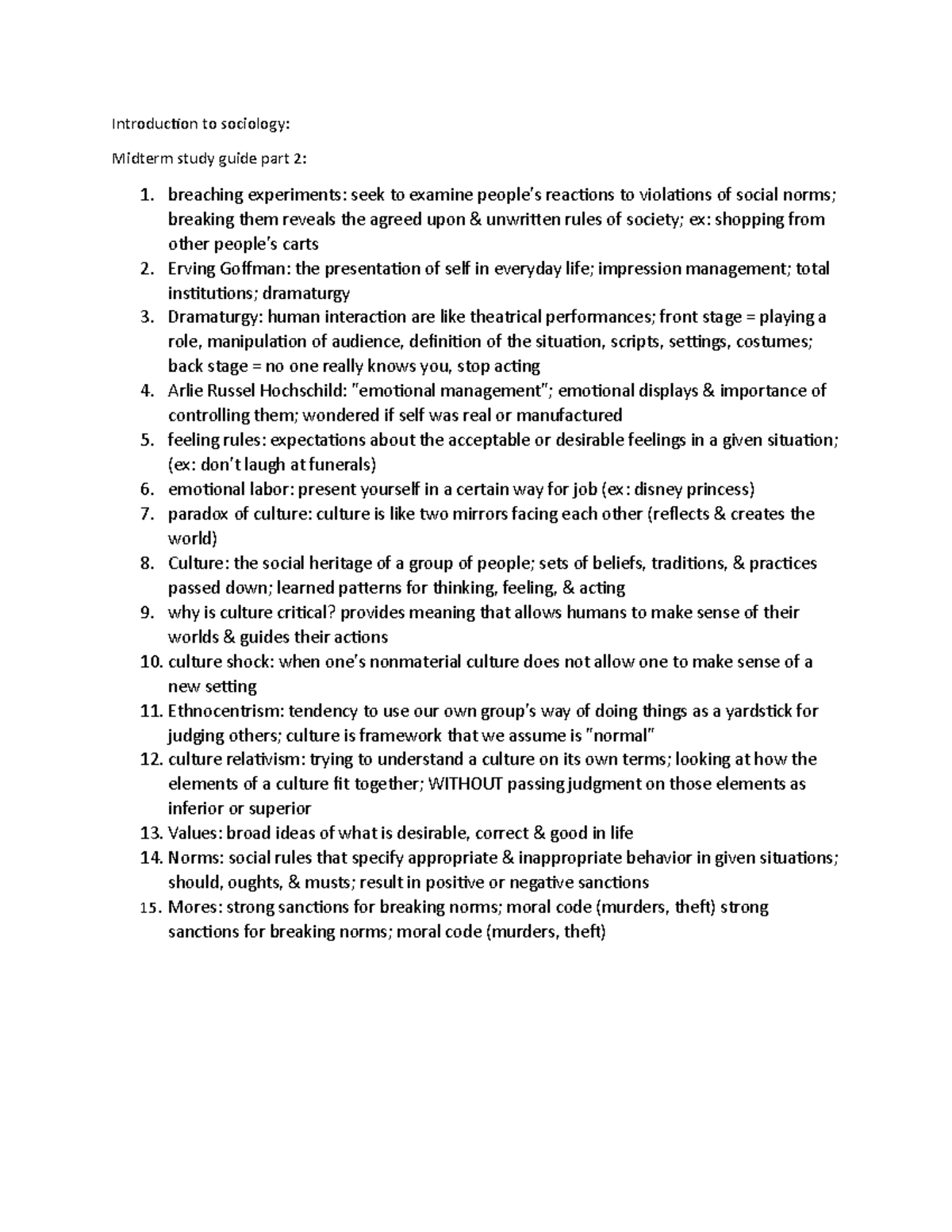Sociology 101: Midterm Study Guide - Key Concepts & Theories (Part 2 ...