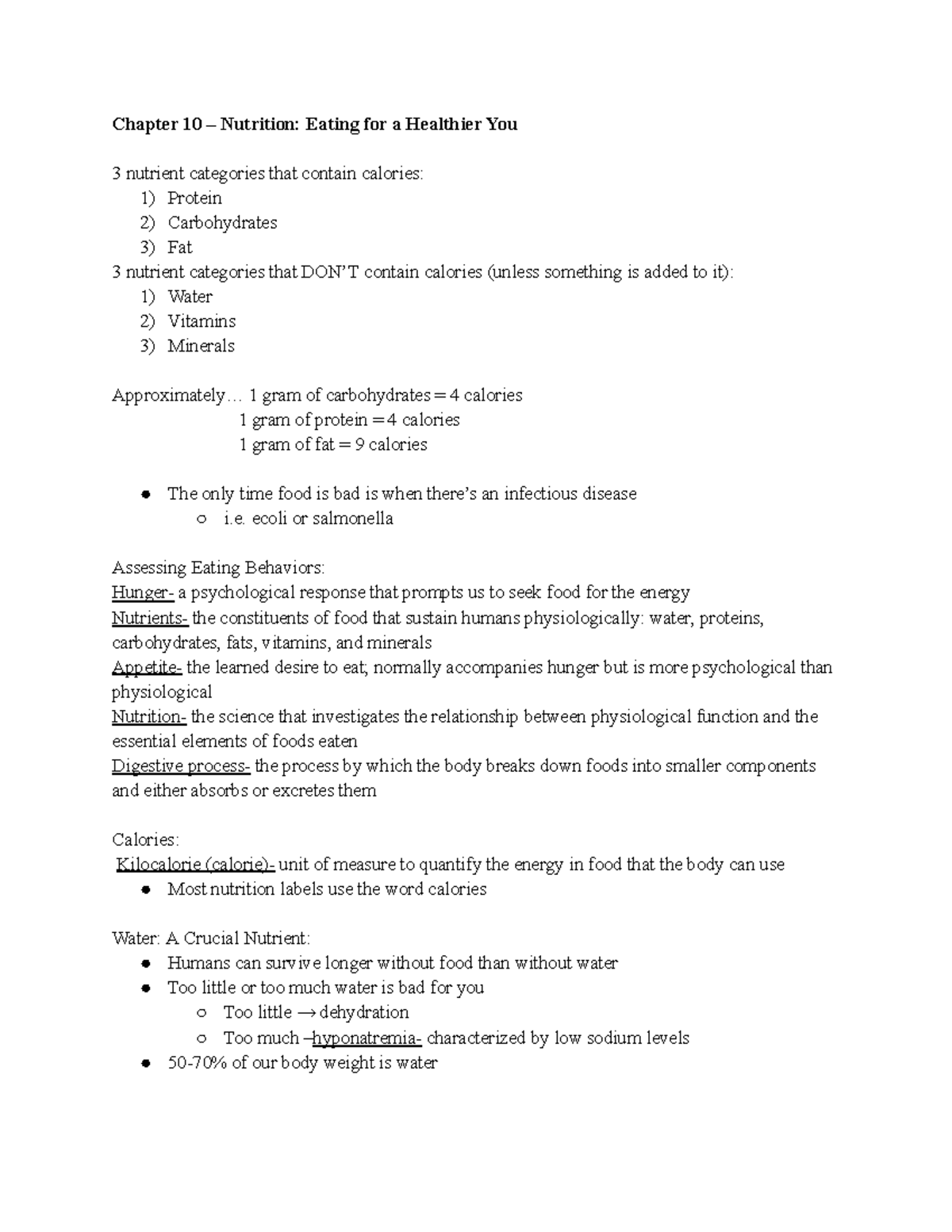 HLTH 100 - Exam 3 Study Guide: Key Concepts in Nutrition and Health ...