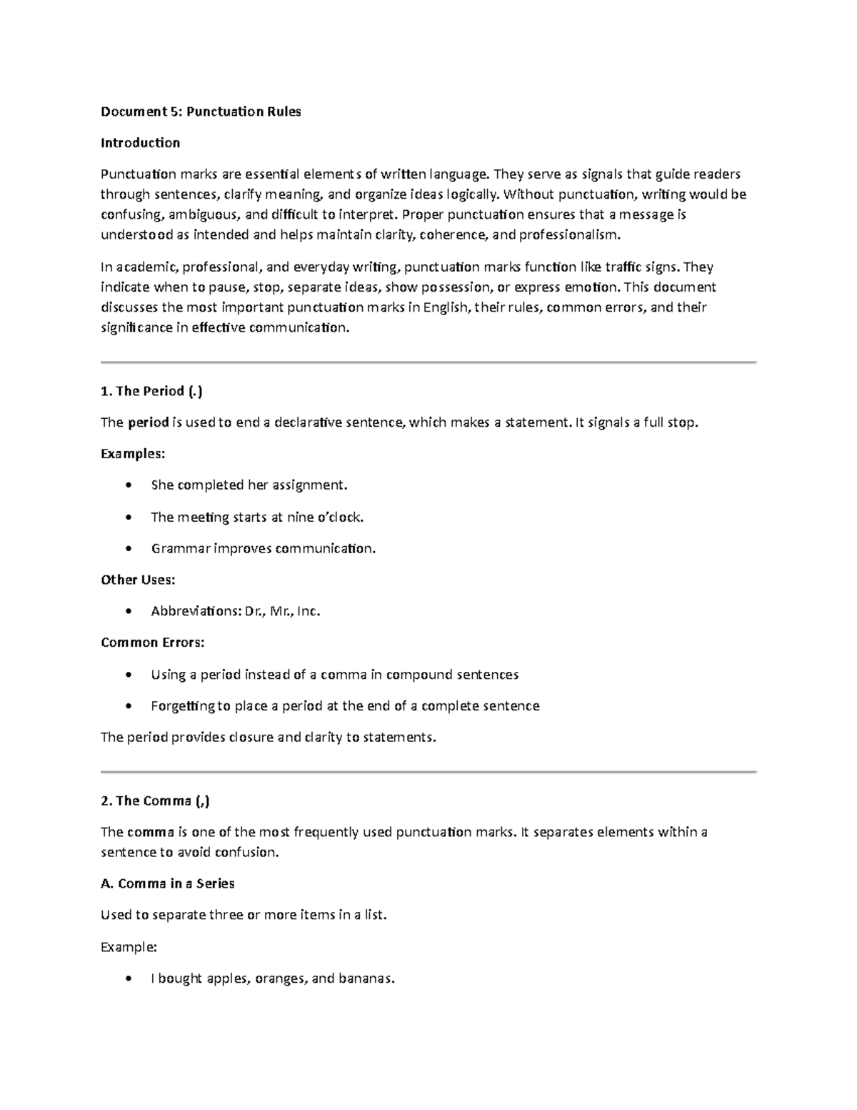 Punctuation Rules: Essential Guide for Effective Writing - Studocu