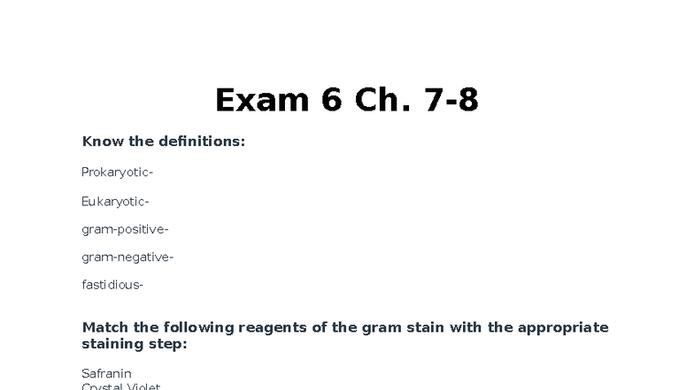 Exam+6+Chapter+7-8 - Study guide - Exam 6 Ch. 7- Know the definitions ...