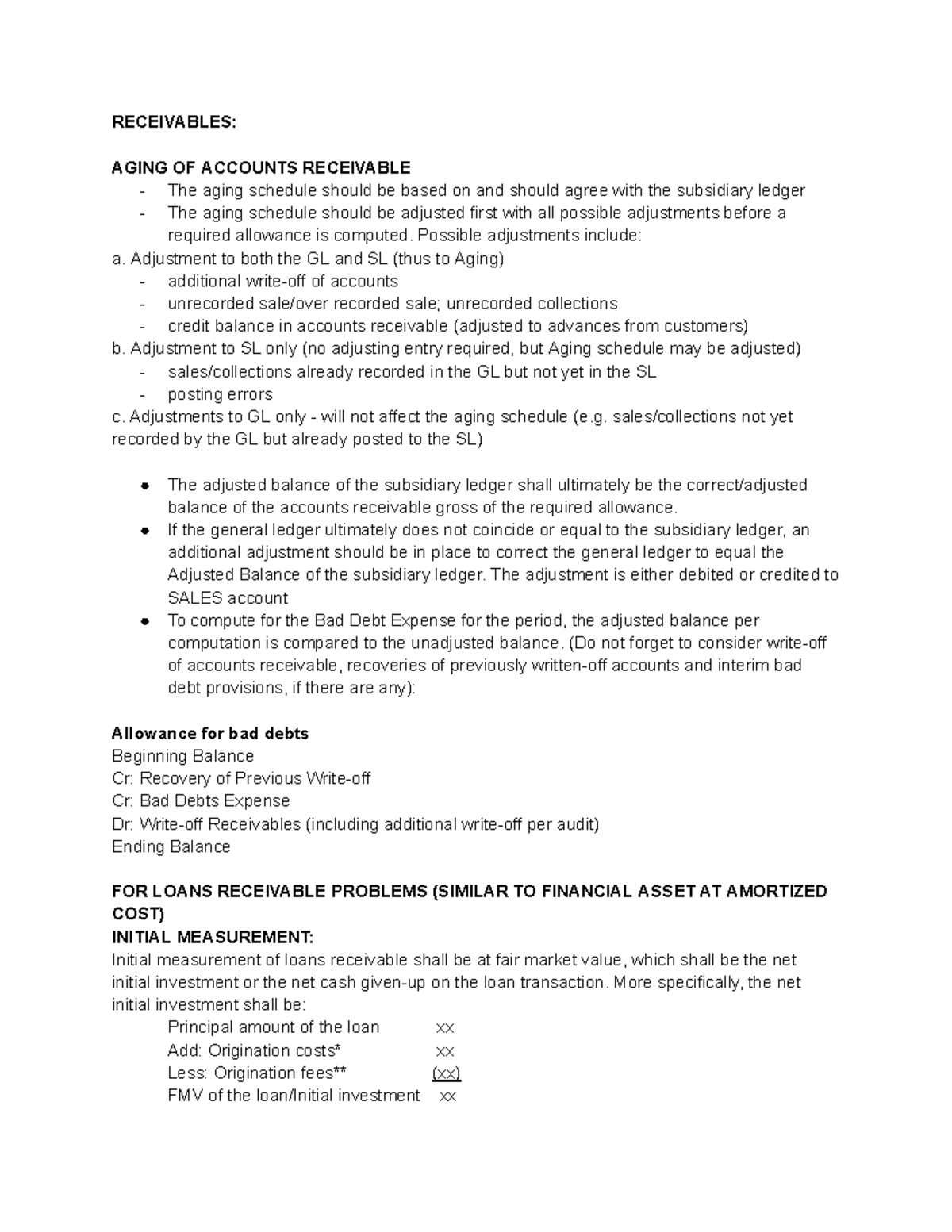 AR HO - ACCOUNTS RECEIVABLE: AGING SCHEDULE AND IMPAIRMENT ANALYSIS ...