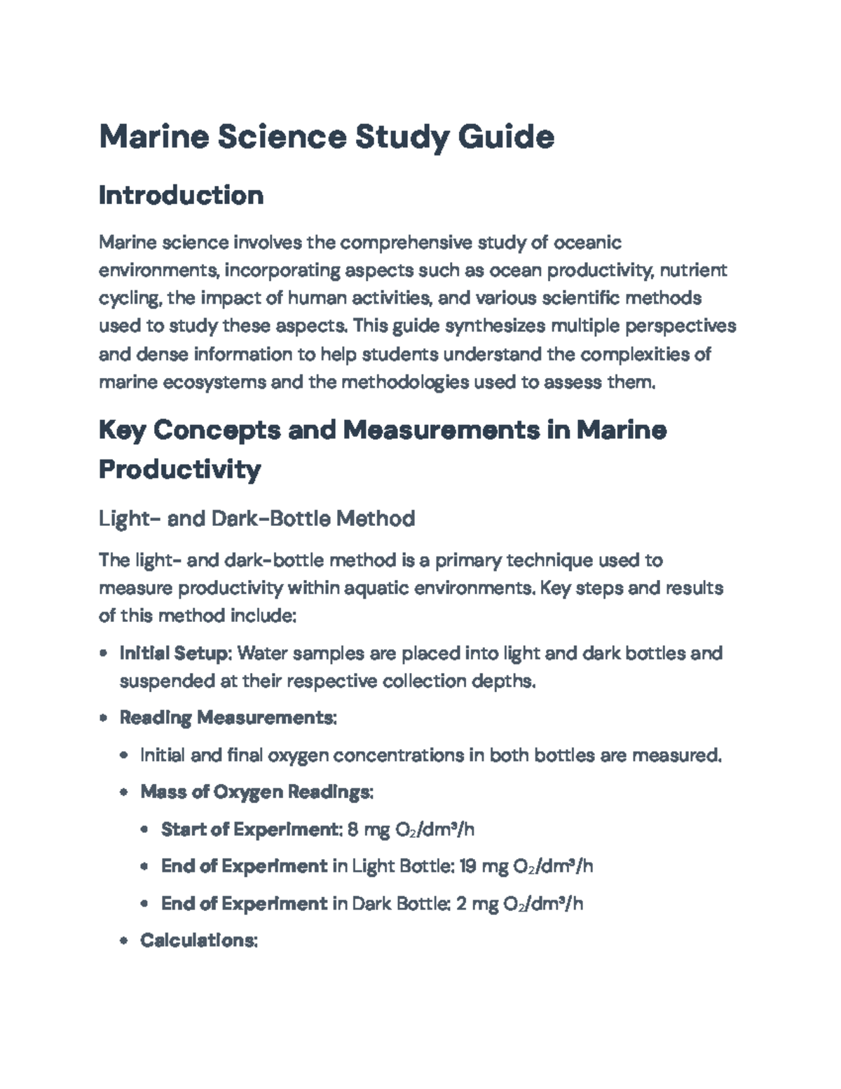 Marine Science Study Guide: Key Concepts and Experimental Methods ...
