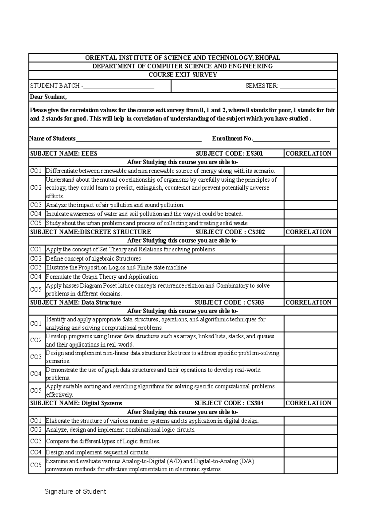 III Course Exit Survey - Lecture Notes for Computer Science Students ...