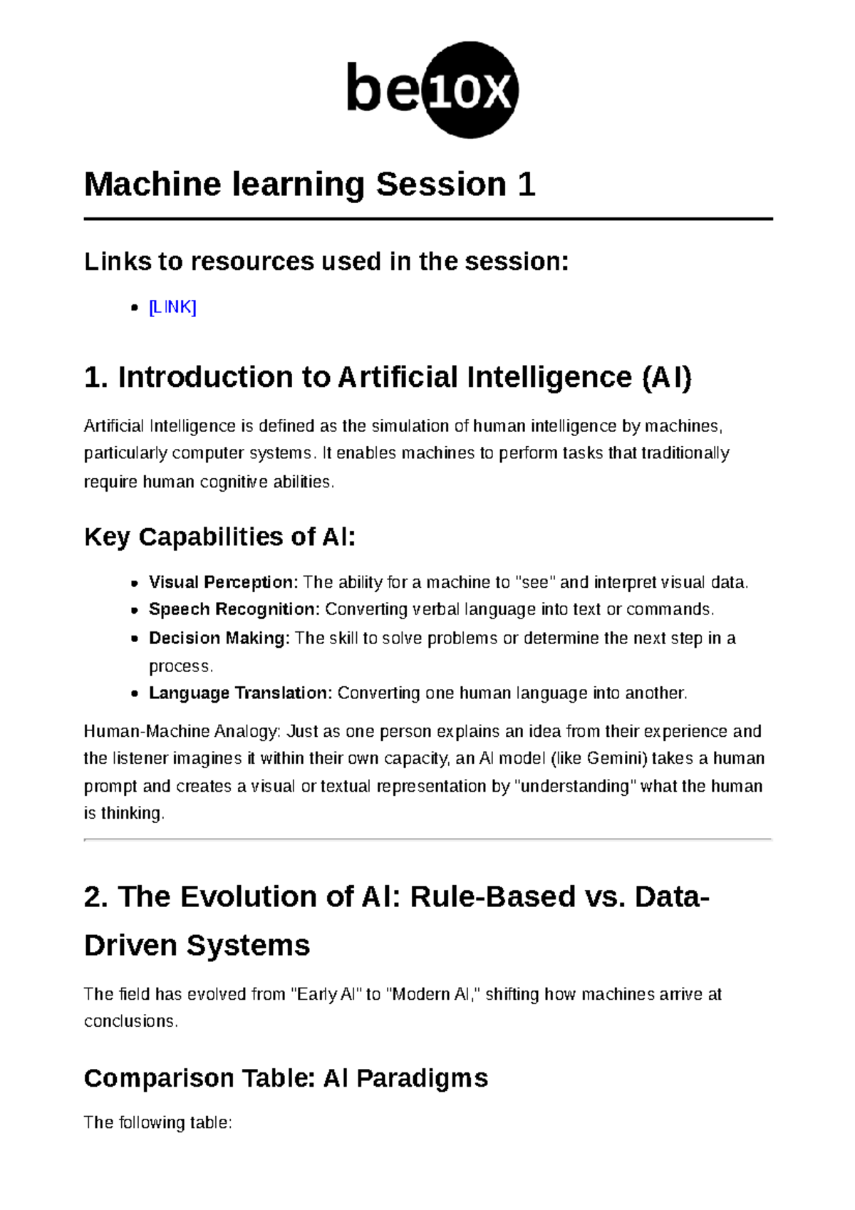 Machine learning Session 1 B37-42 - Machine learning Session 1 Links to ...