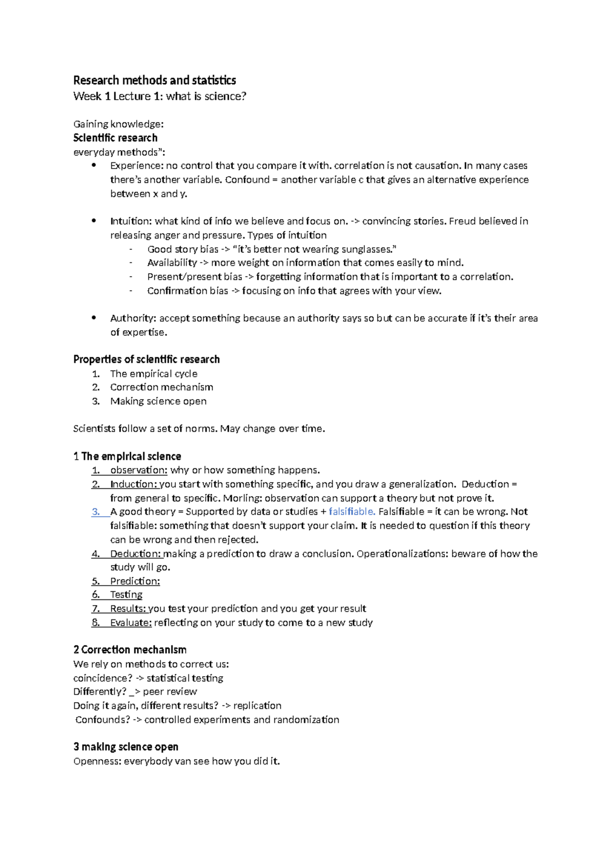 Research Methods and Statistics (RM&S) Week 1 & 2 Lecture Notes ...