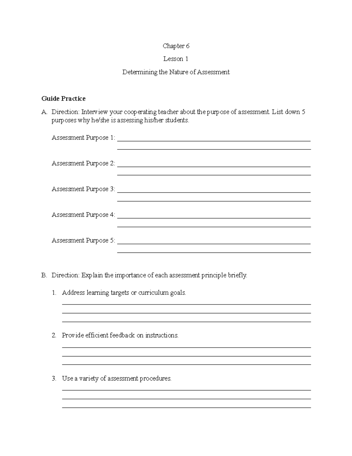 FS 2 - Chapter 6 - Assessment Principles and Good Test Practices - Studocu