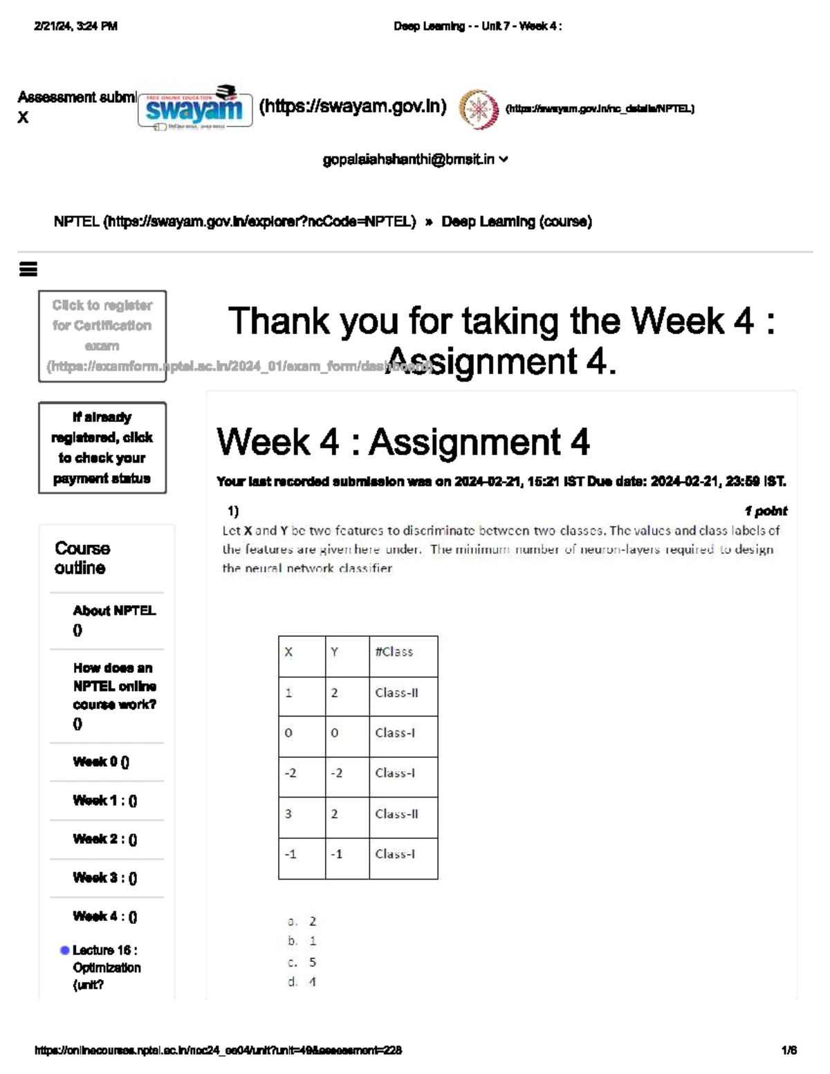 Deep Learning (NPTEL) Week 12: Assignment 12 Overview - Studocu