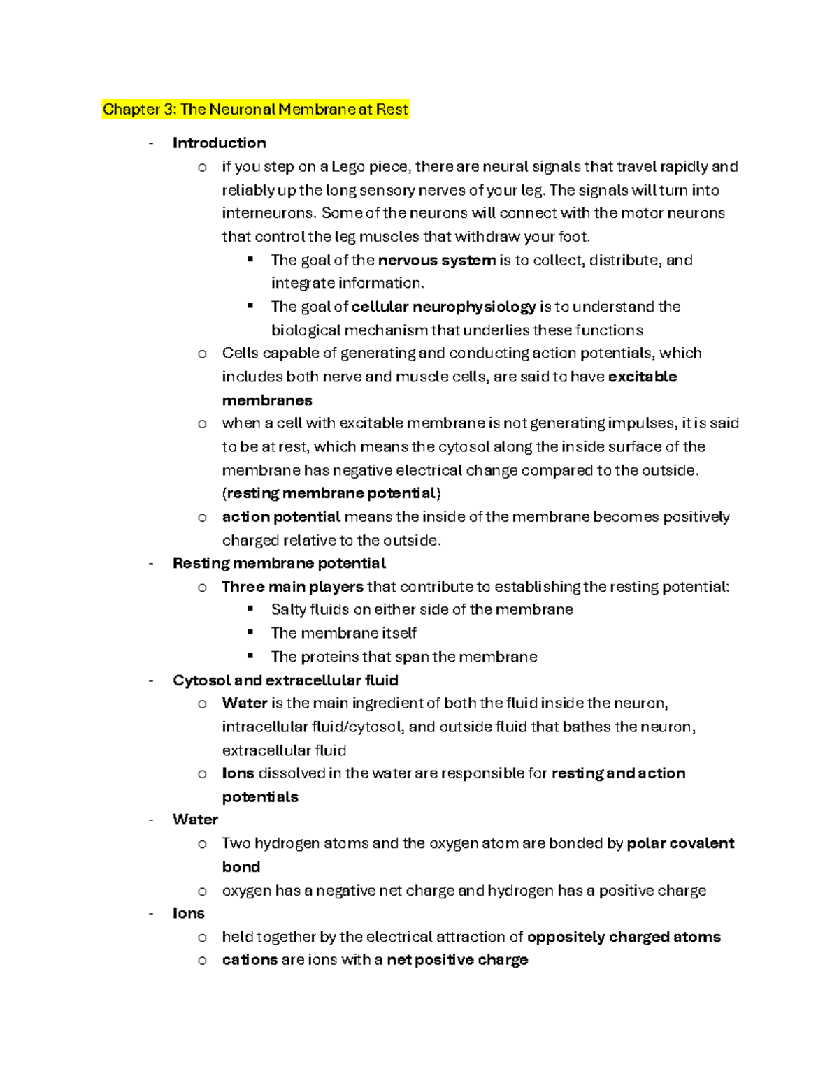 Neuroscience 101: Chapter 3-4 Notes on Neuronal Membrane & Action ...