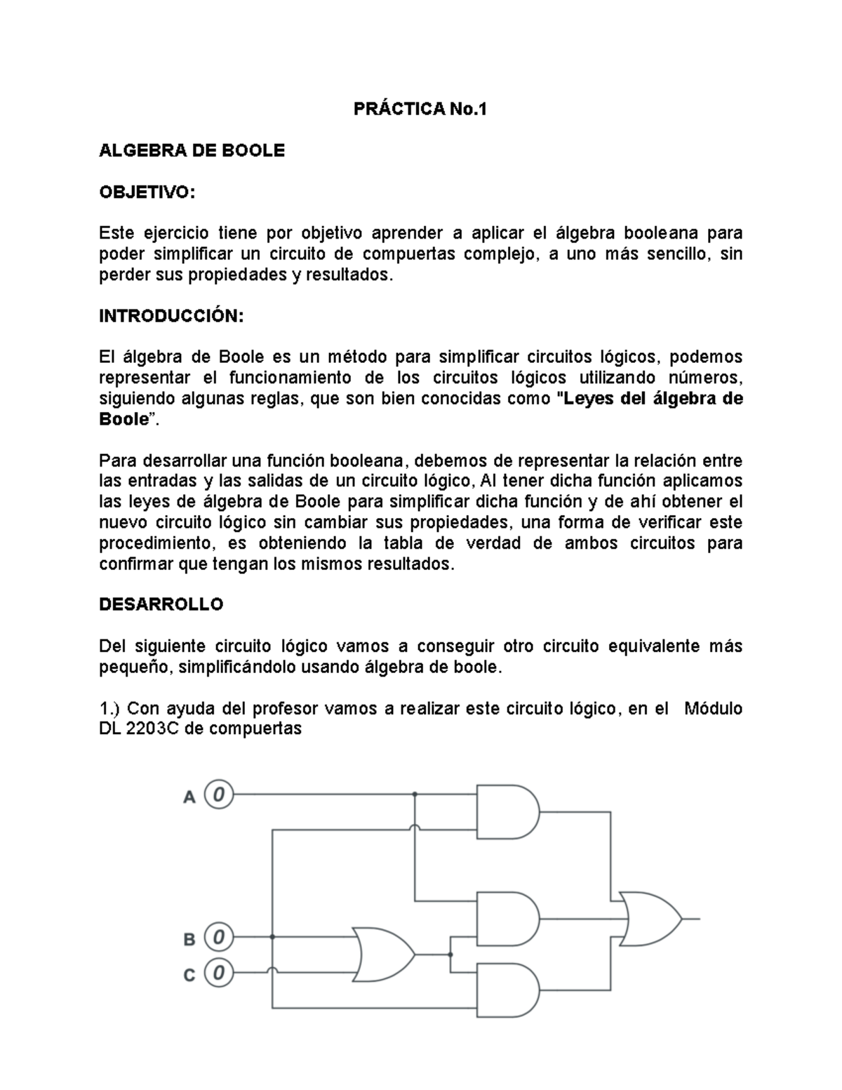 Prácticas de Circuitos Lógicos: Álgebra de Boole y Mapa de Karnaugh - Document Preview