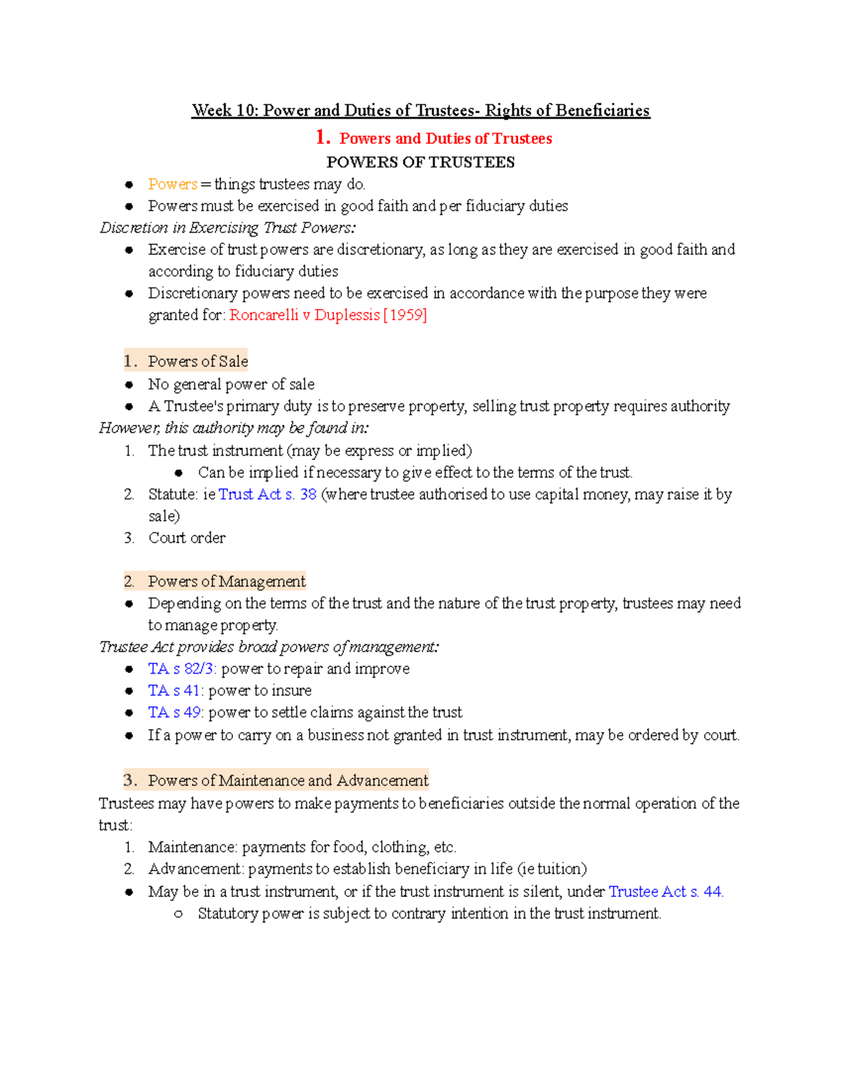 Trust Law: Powers and Duties of Trustees and Beneficiaries (LAW 101 ...