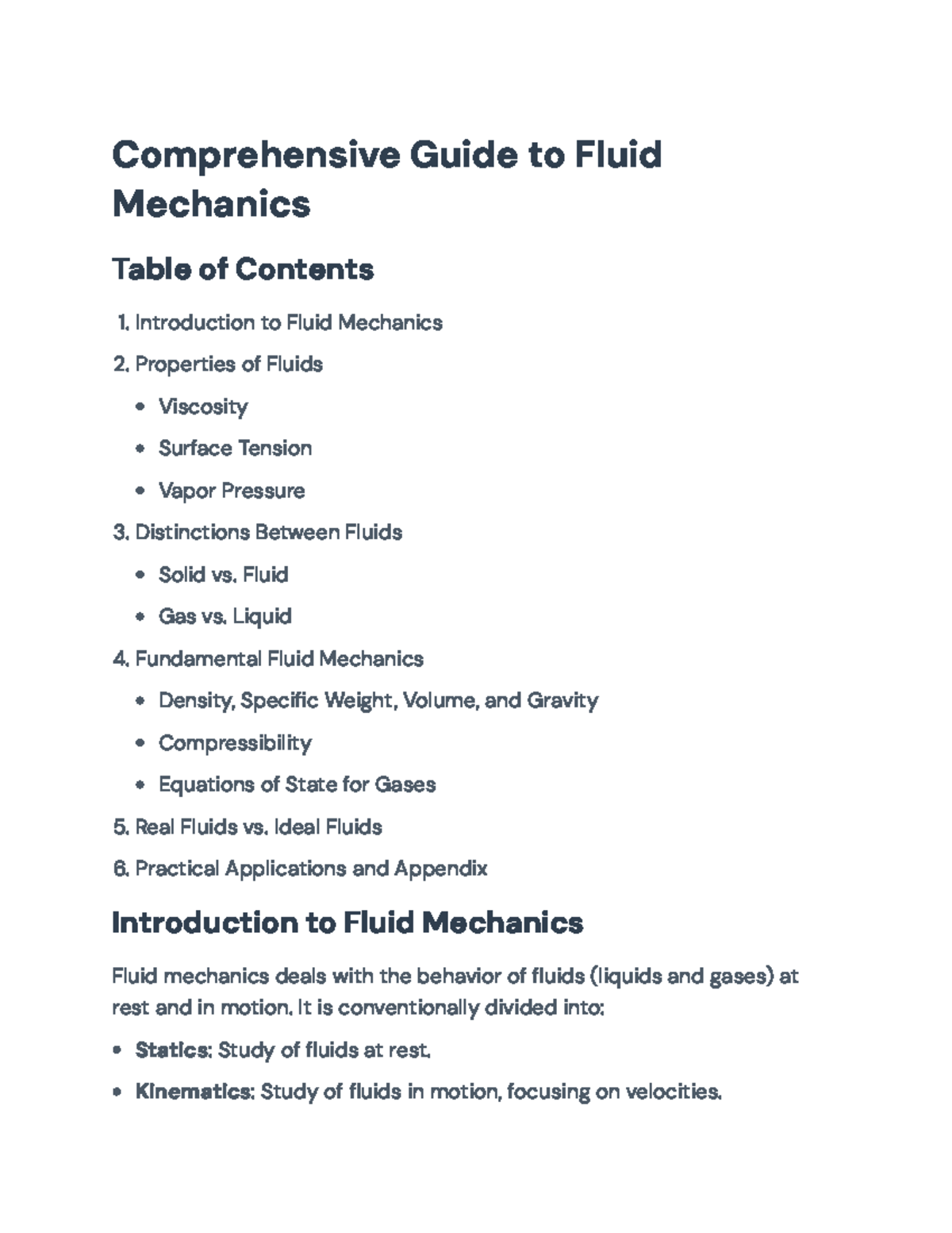 Comprehensive Guide to Fluid Mechanics (ENG 101) - Comprehensive Guide ...