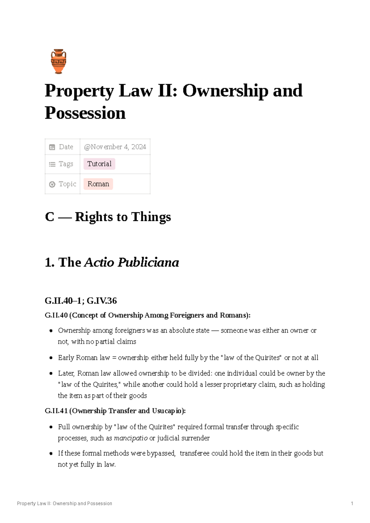 Property Law II: Ownership and Possession Overview and Key Concepts ...
