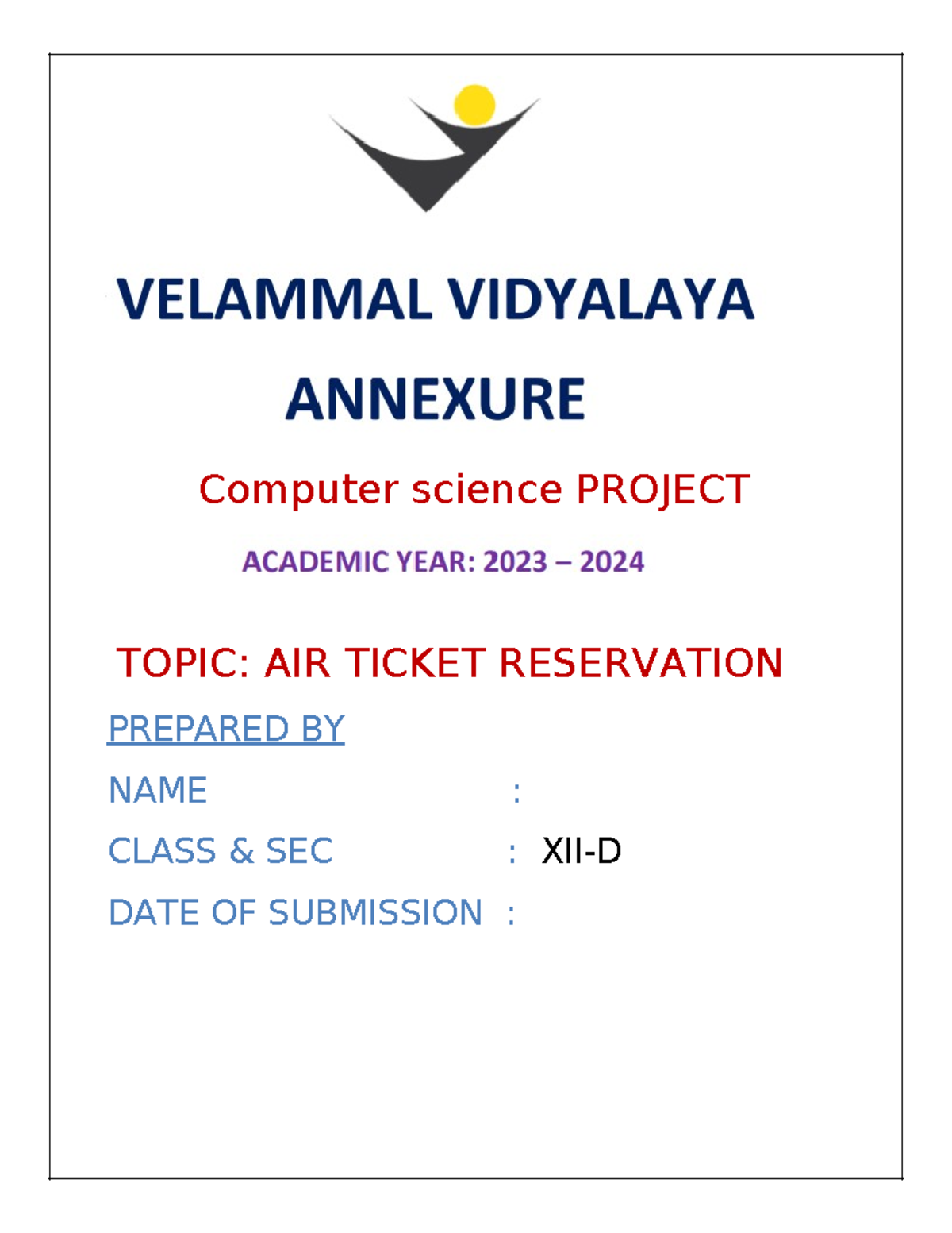 AIR Ticket Reservation Computer Science Project (Auto Recovered ...