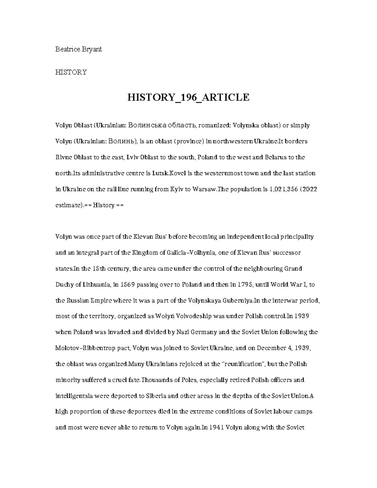 HISTORY 196: An In-Depth Article on Volyn Oblast's Complex History ...