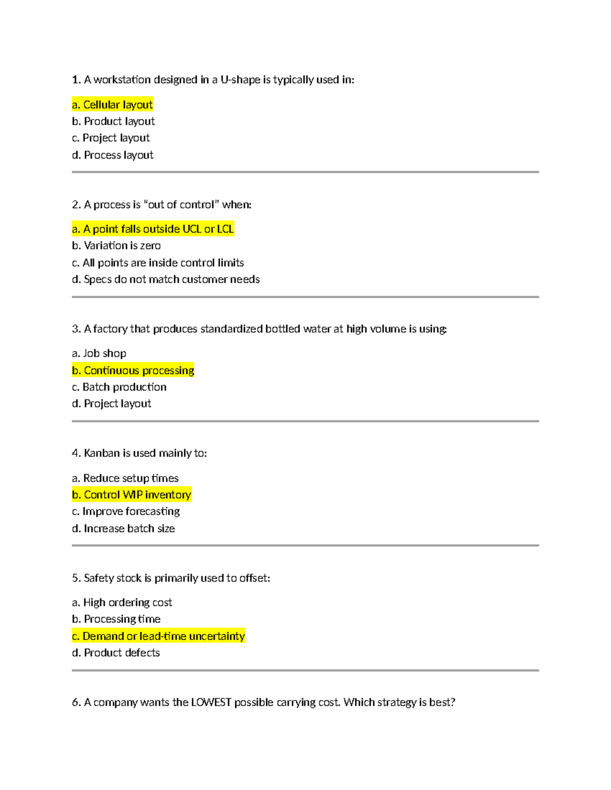 Mock Exam Review with Answers for Course Code: 1 - Studocu