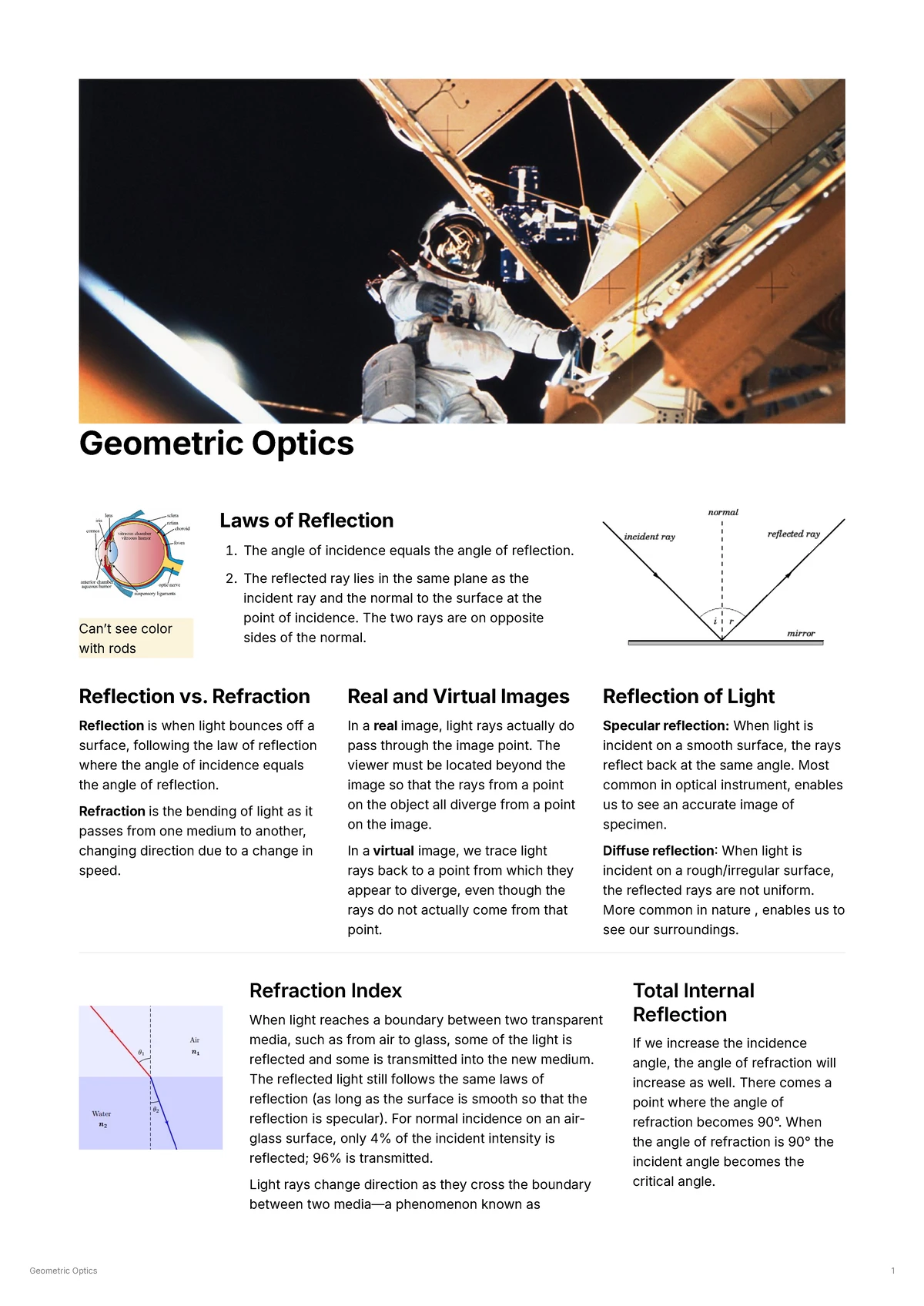 Physics (Bio) 134: Geometric Optics Summary & Key Concepts - Studocu
