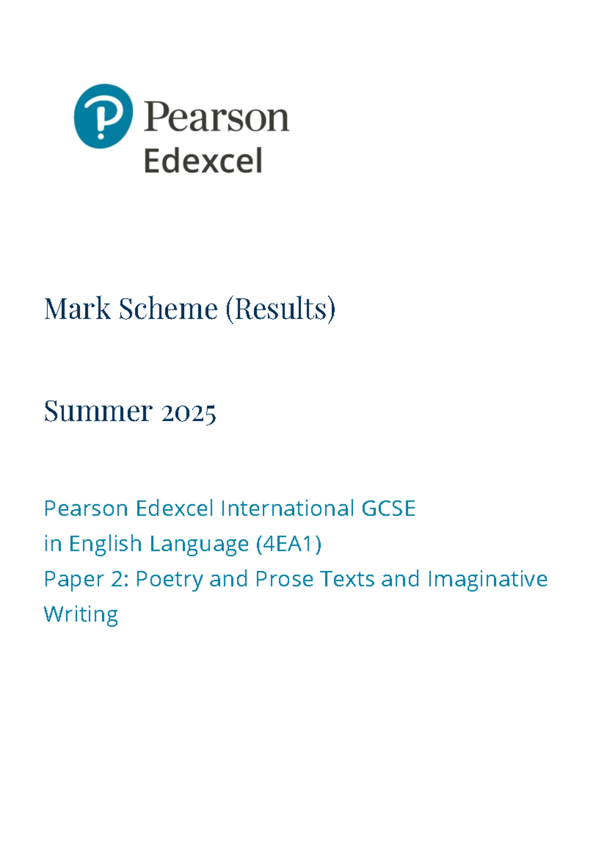 IGCSE English A Paper 2 Mark Scheme (June 2025) - Studocu