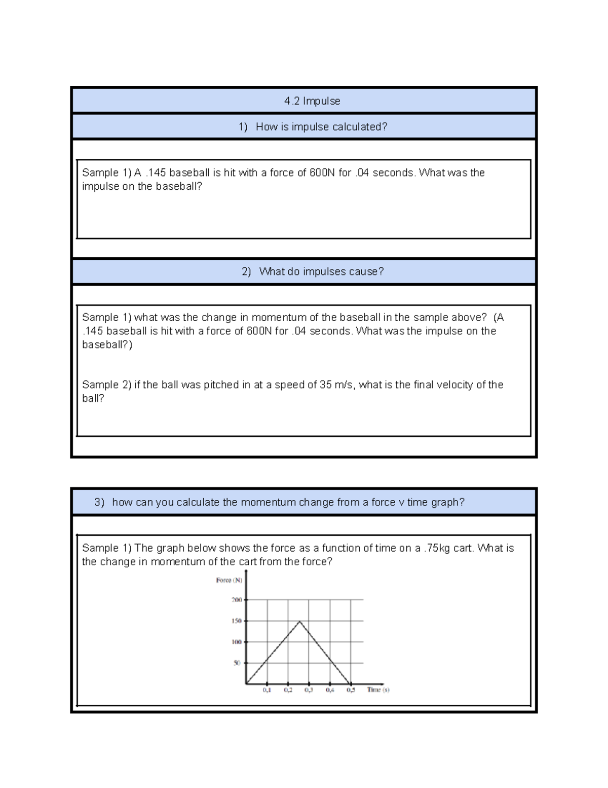 4.2 Impulse Problems Only - 4 Impulse How is impulse calculated? Sample ...