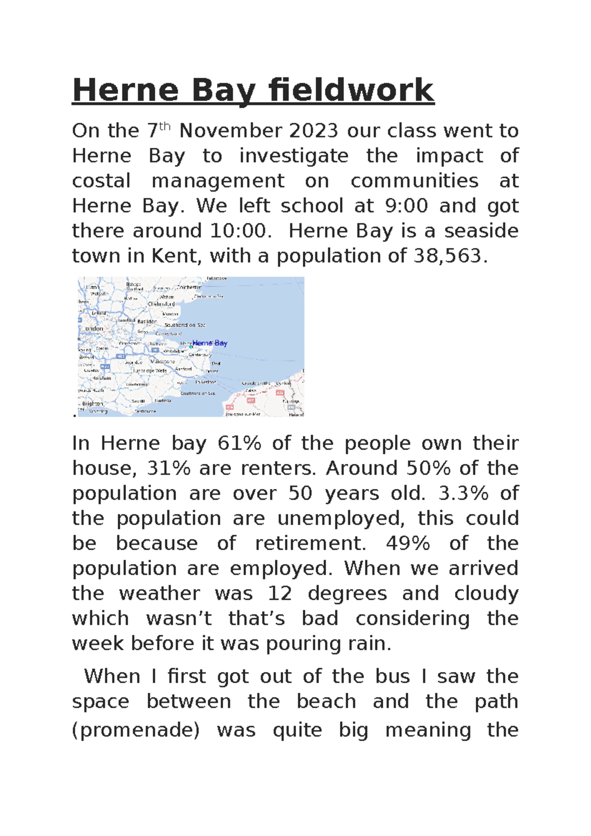 Herne Bay Coastal Management Fieldwork Report (BEAUX 101) - Studocu