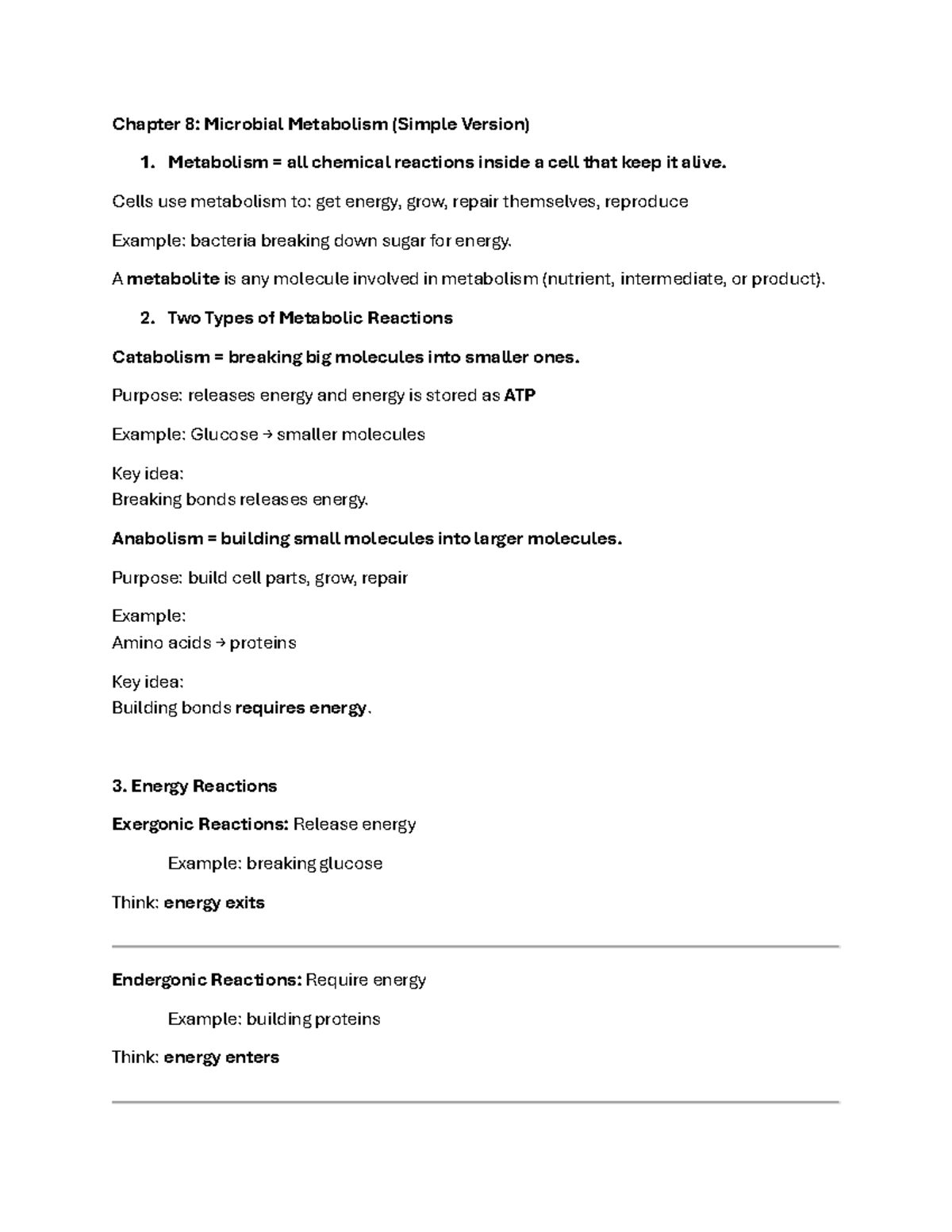 Chapter 8 Study Guide: Microbial Metabolism Overview - Studocu