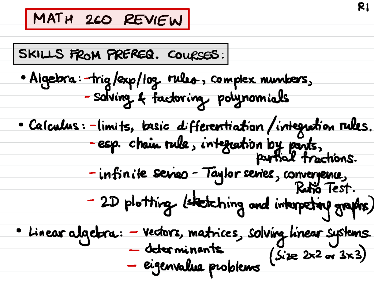 Review Notes for MATH260: Key Concepts and Applications - Studocu