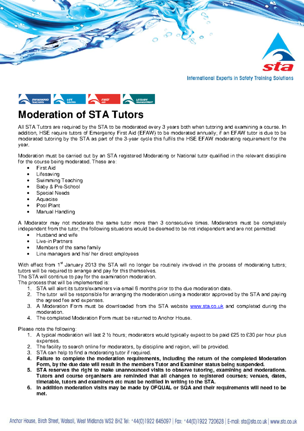 STA-Moderation-Guidelines - Moderation of STA Tutors All STA Tutors are ...