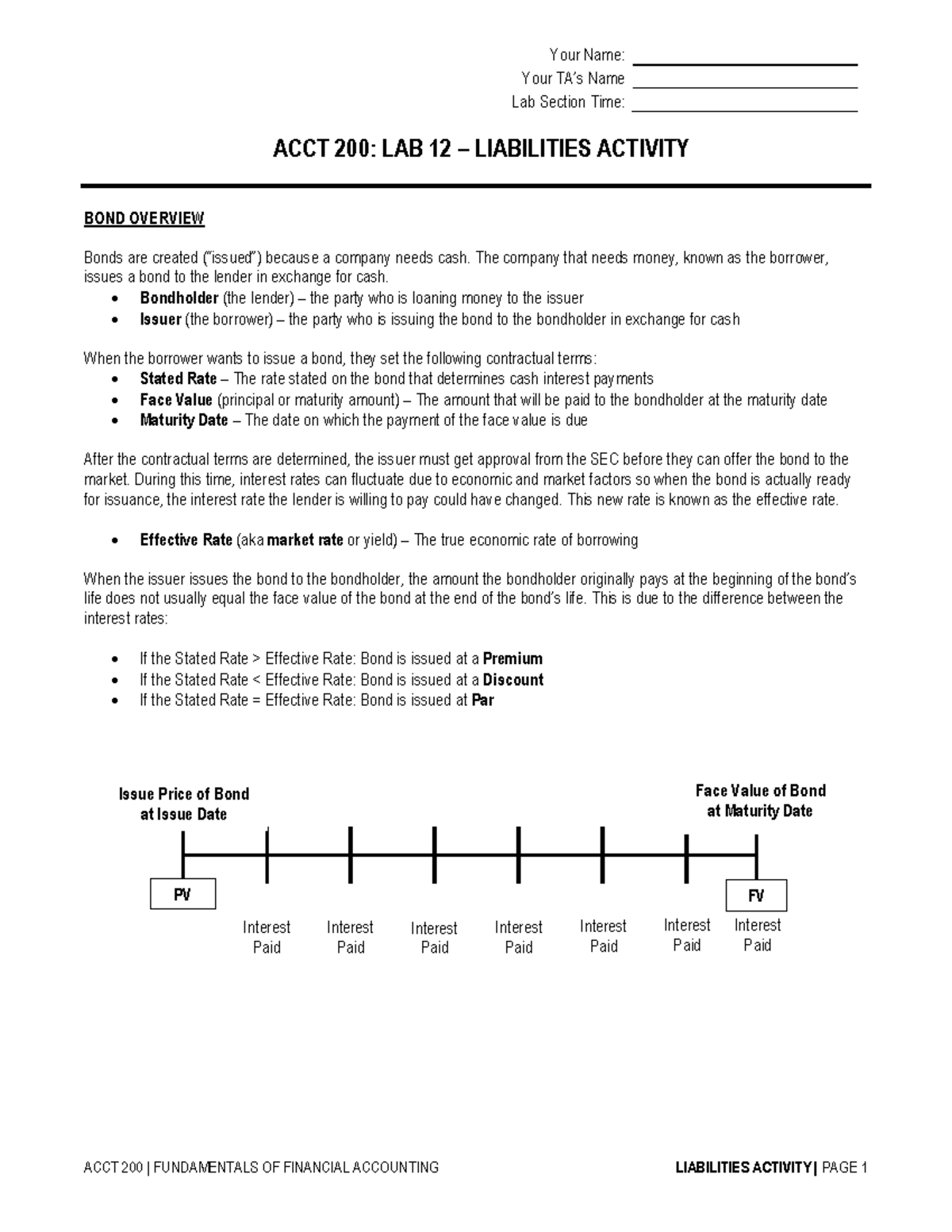 ACCT 200: Lab 12 - Analysis of Liabilities & Bond Accounting - Studocu
