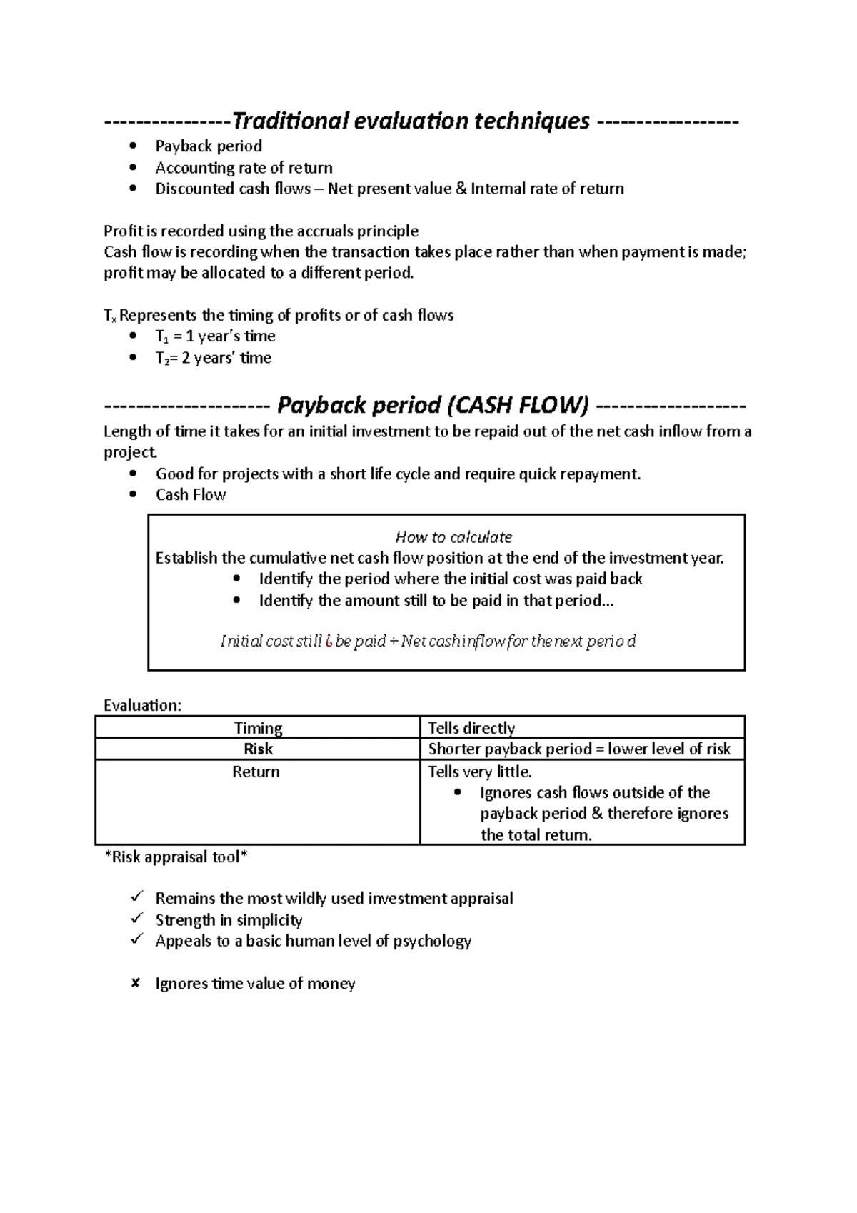 ACC1001 Lecture Notes: Investment Appraisal & Budgeting Summary - Studocu