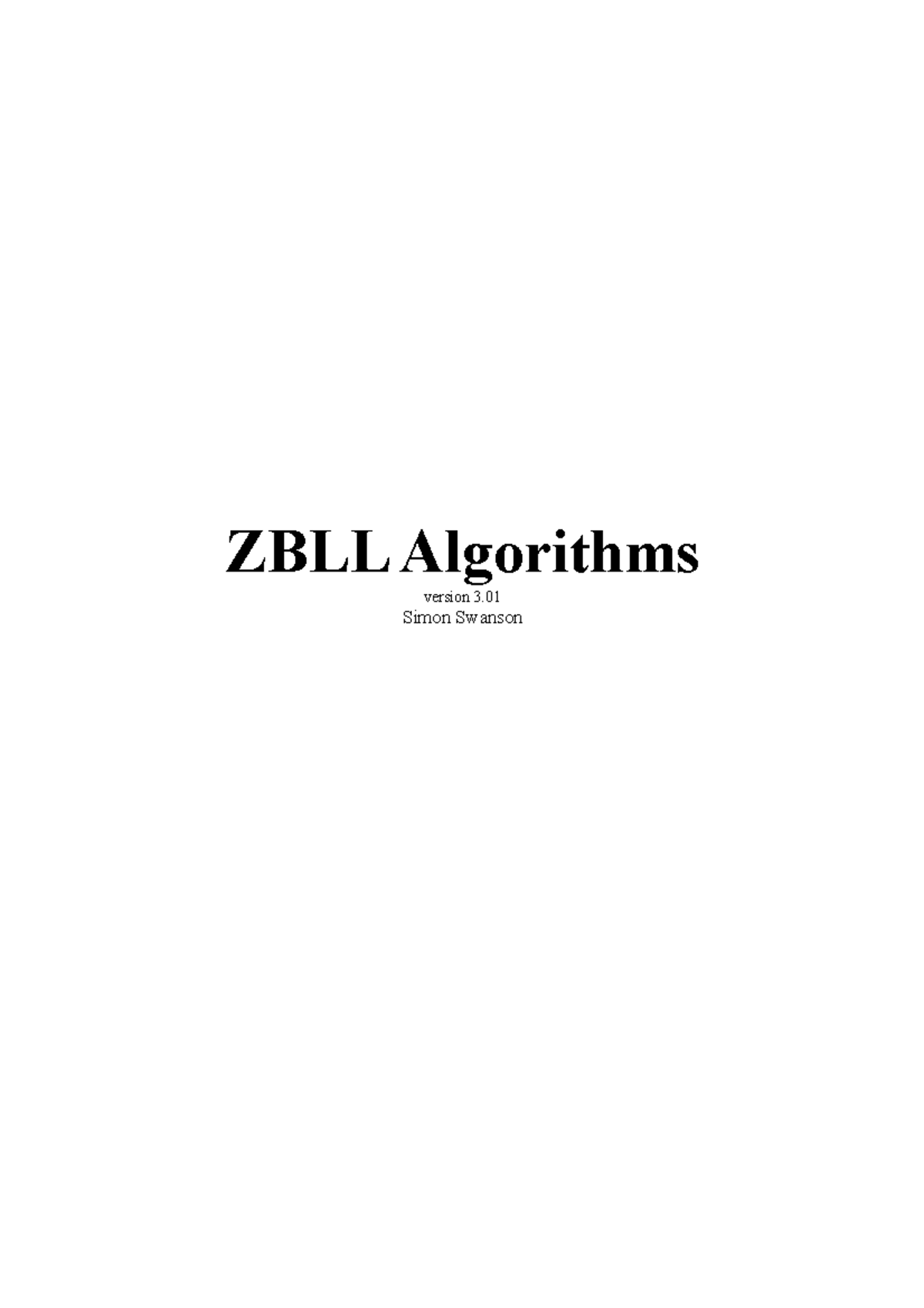 ZBLL Algorithms v3.01: Comprehensive Solutions for Speedcubing - Studocu