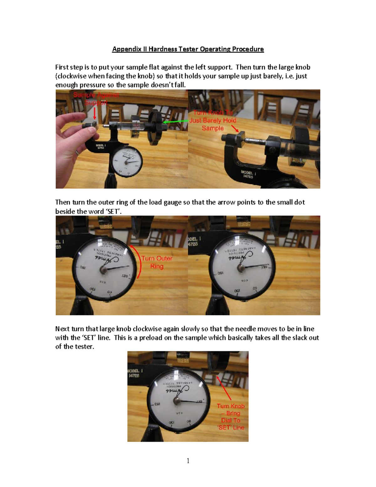 Hardness Tester Operating Procedure - Appendix II Guide - Studocu