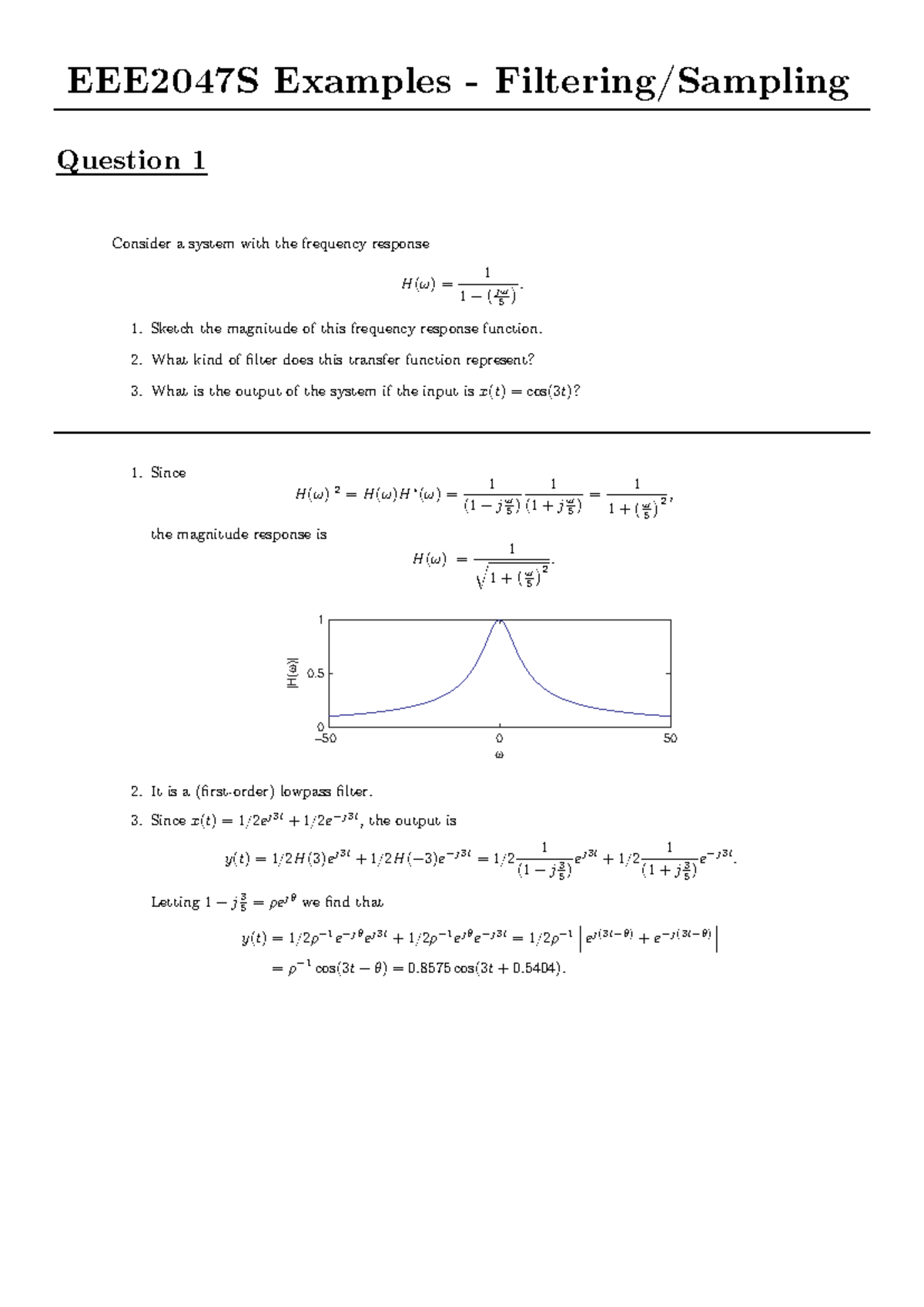 EEE2047S 2025 Worked Examples: Frequency Response & Signal Processing ...