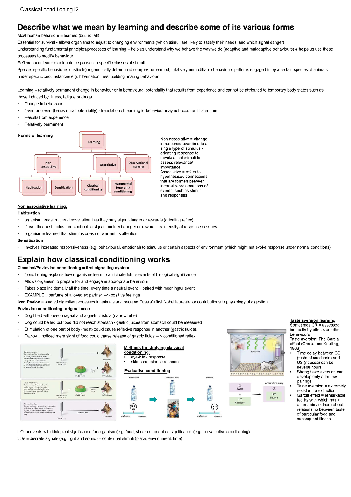 Classical conditioning notes l2: Understanding learning and its forms ...