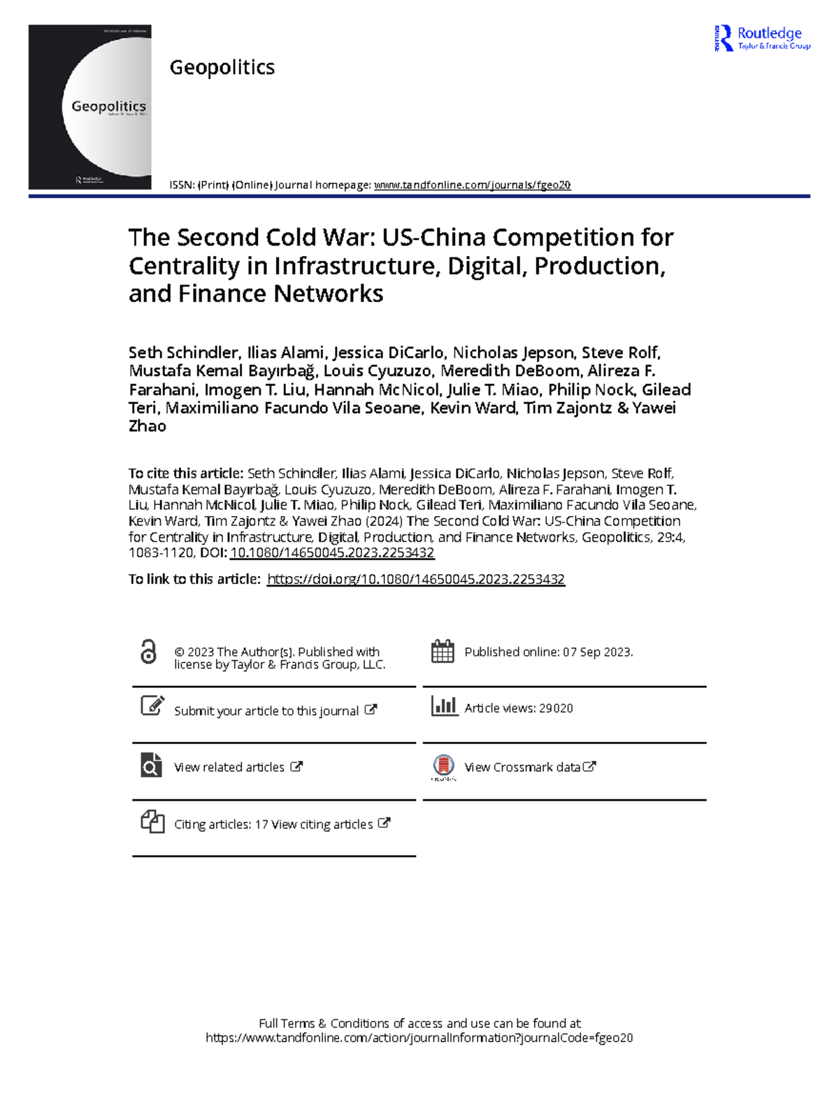 Geopolitics of the Second Cold War: US-China Rivalry in Networks - Studocu