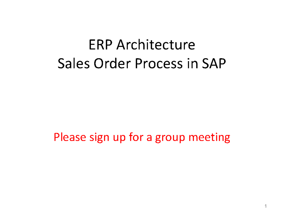 Sales Order Process & ERP Integration for MIS 441 - Studocu
