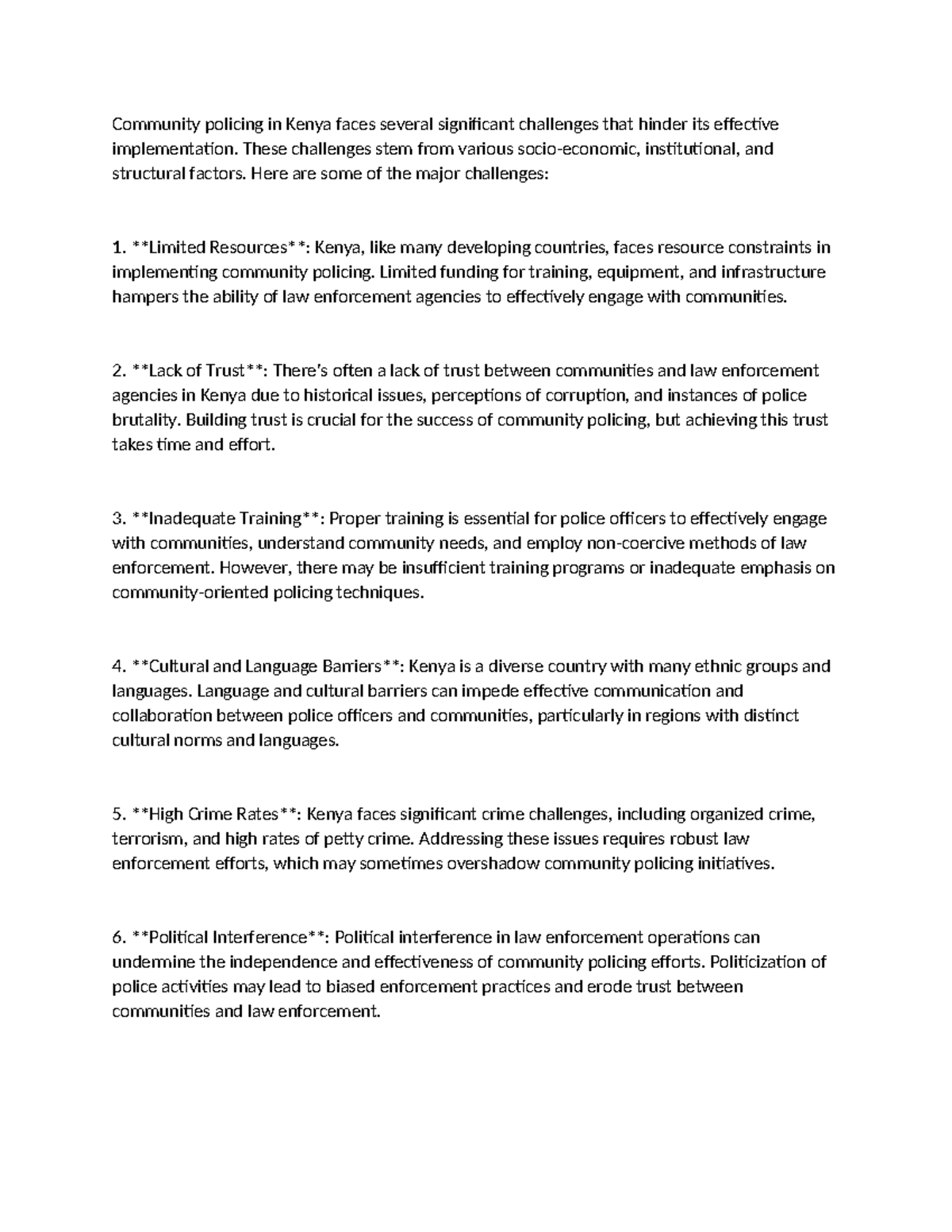 Challenges in Community Policing Implementation in Kenya: An Analysis ...
