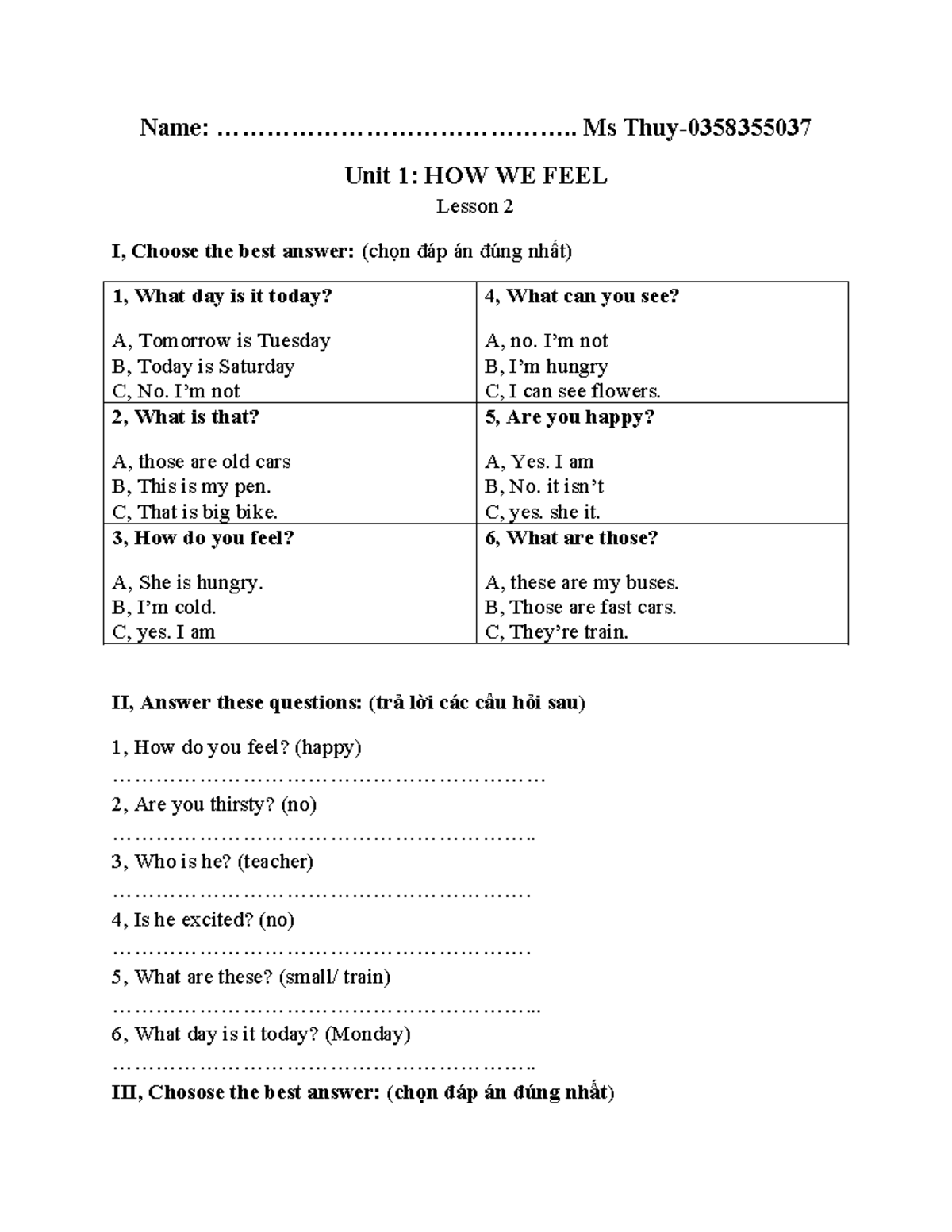 UP 2: HOW WE FEEL Lesson 2 Practice and Review - Studocu