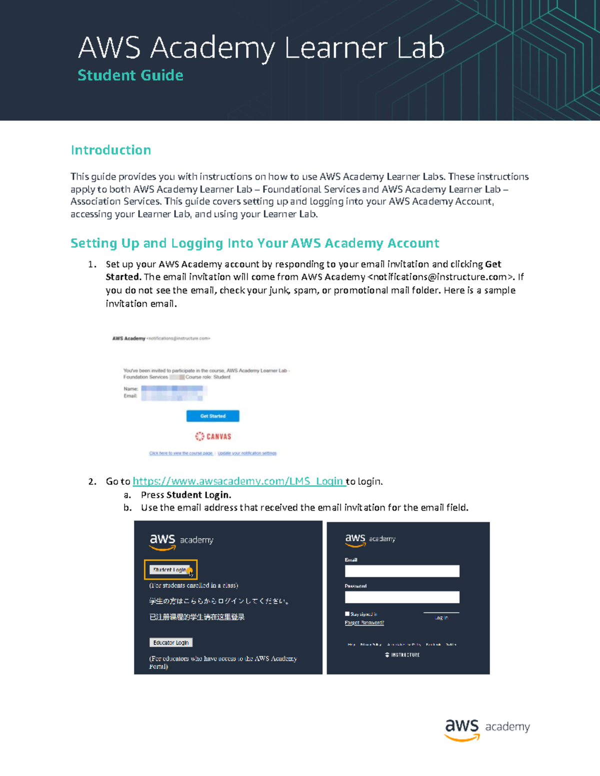 AWS Academy Learner Lab 1.2 - Student Guide for Lab Setup & Access ...