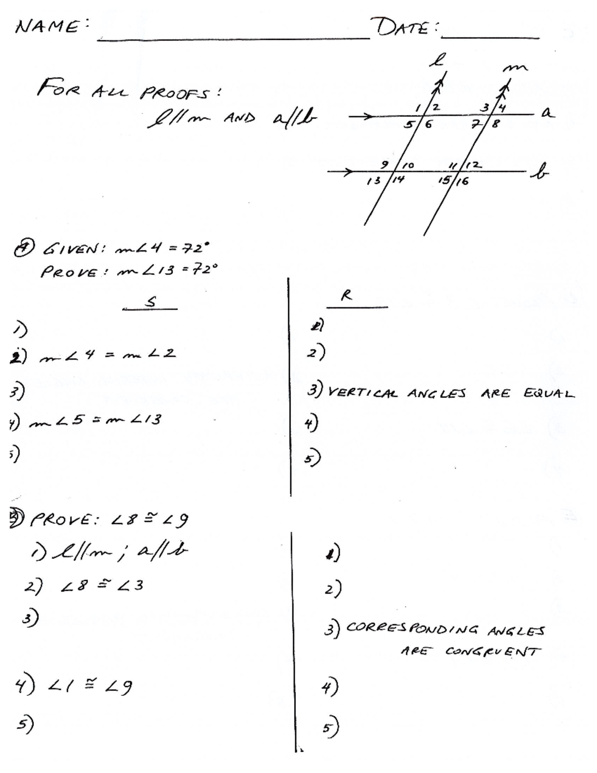 Geometry Unit: Parallel Lines Lesson 3 Proofs Practice - Studocu
