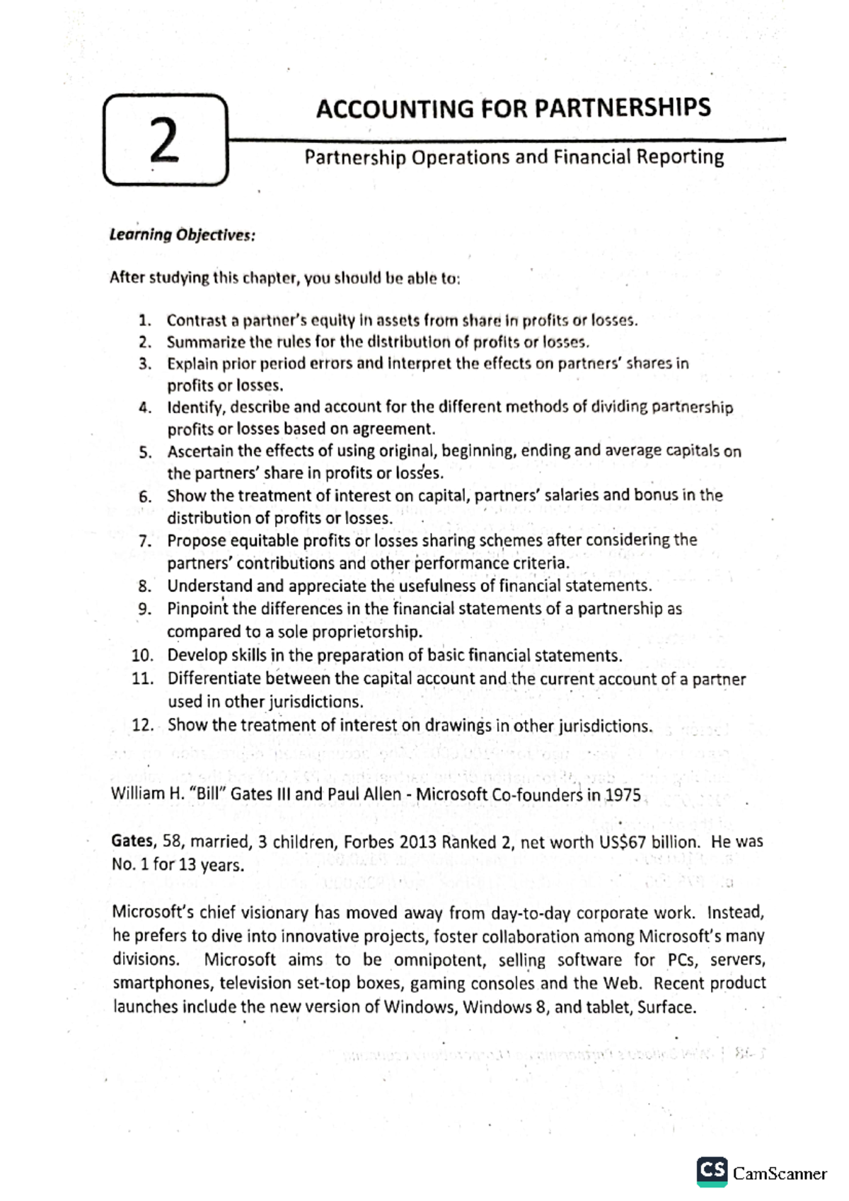 CS Parcor: Chapter 2 Notes on Partnership Operations & Financial ...